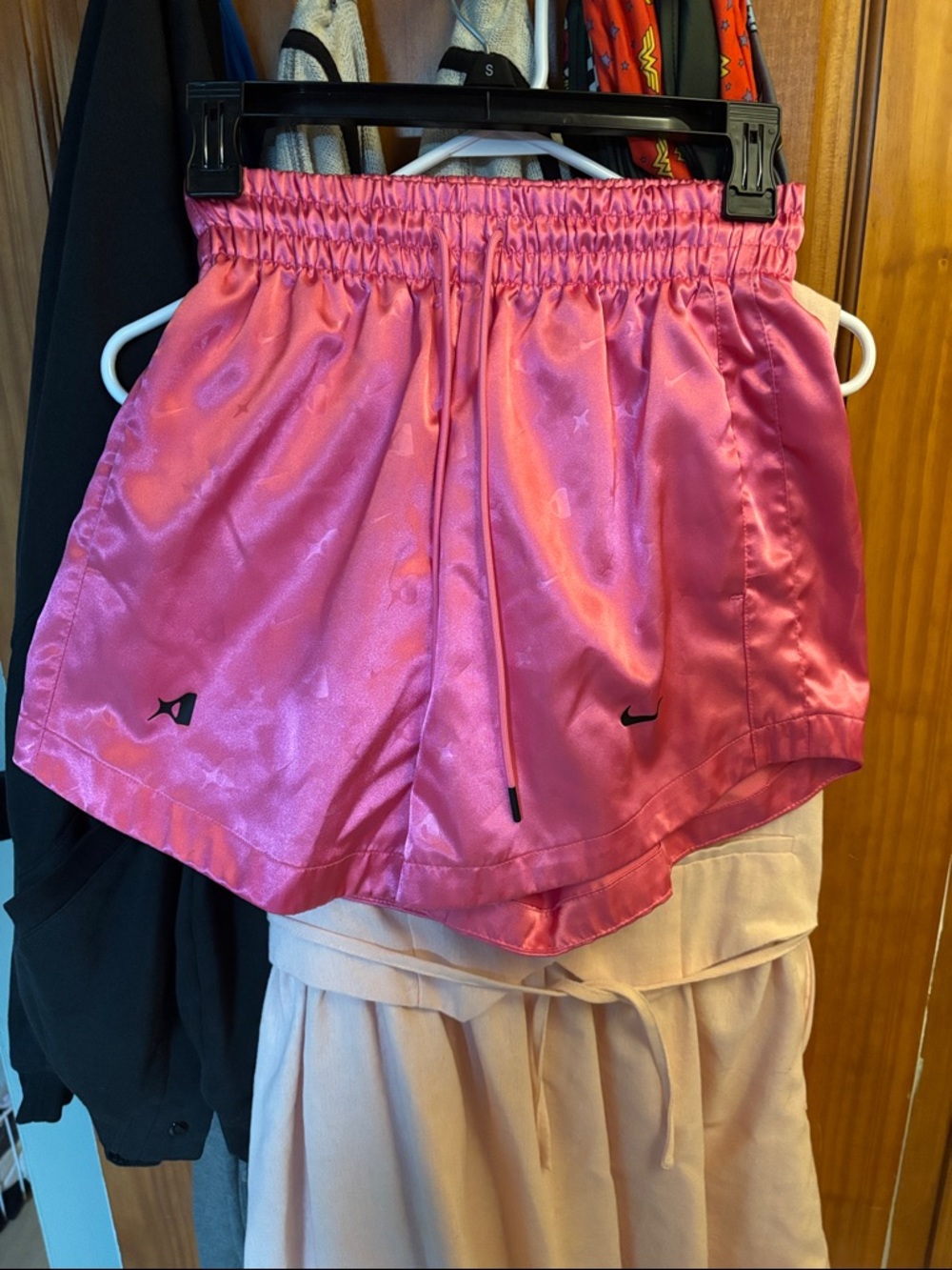 Nike Women's Pink Satin Athletic Shorts size XS A'ja Wilson Basketball Shorts